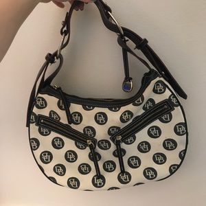 Dooney and Bourke Cream Monogram Fabric Satchel